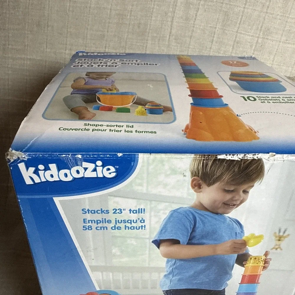 Kidoozie Stack 'n Sort 12 Stacking Pieces And 4 Shapes to Sort‎ New Damaged Box